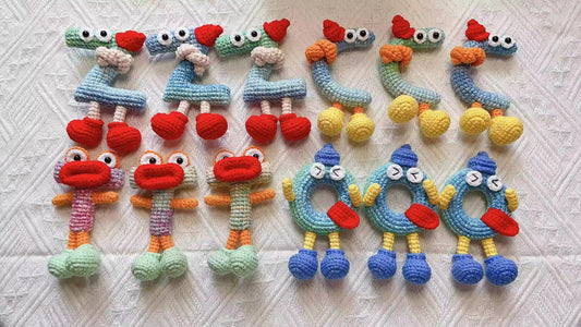Funny and cute monster-shaped keychain with name initials
